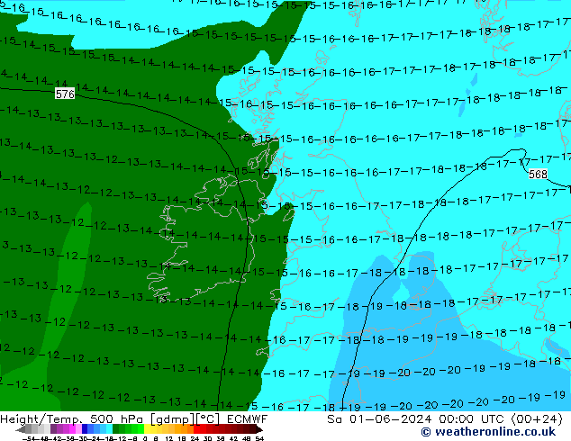 Z500/Yağmur (+YB)/Z850 ECMWF Cts 01.06.2024 00 UTC