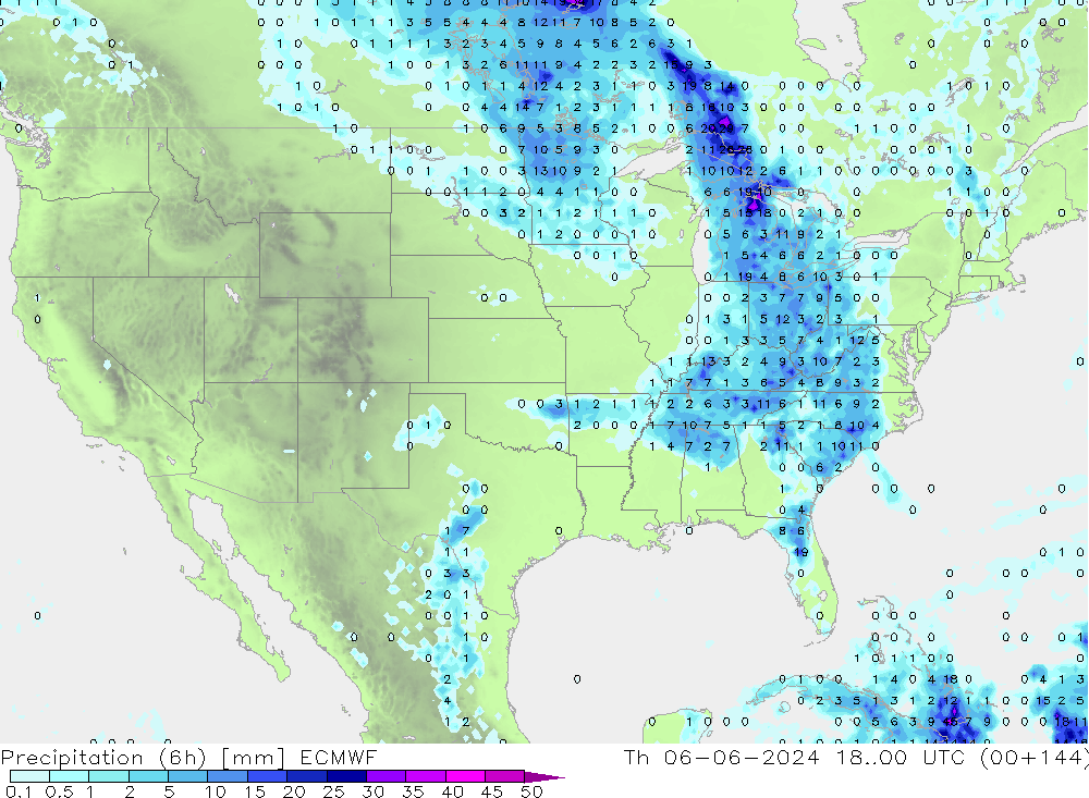 Z500/Yağmur (+YB)/Z850 ECMWF Per 06.06.2024 00 UTC