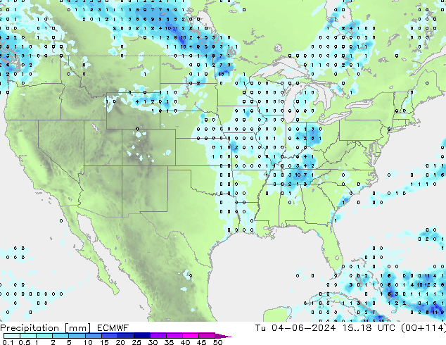 precipitação ECMWF Ter 04.06.2024 18 UTC