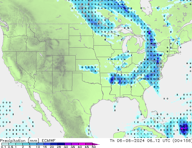 осадки ECMWF чт 06.06.2024 12 UTC