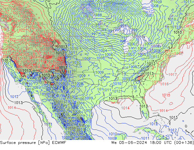 Surface pressure ECMWF We 05.06.2024 18 UTC