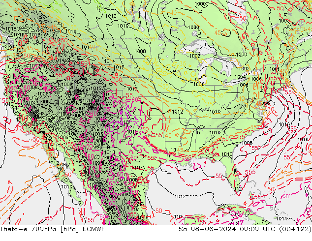 Theta-e 700hPa ECMWF Cts 08.06.2024 00 UTC