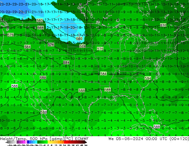 Z500/Rain (+SLP)/Z850 ECMWF We 05.06.2024 00 UTC