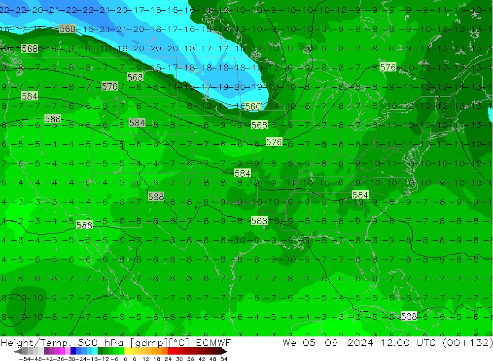 Z500/Rain (+SLP)/Z850 ECMWF We 05.06.2024 12 UTC