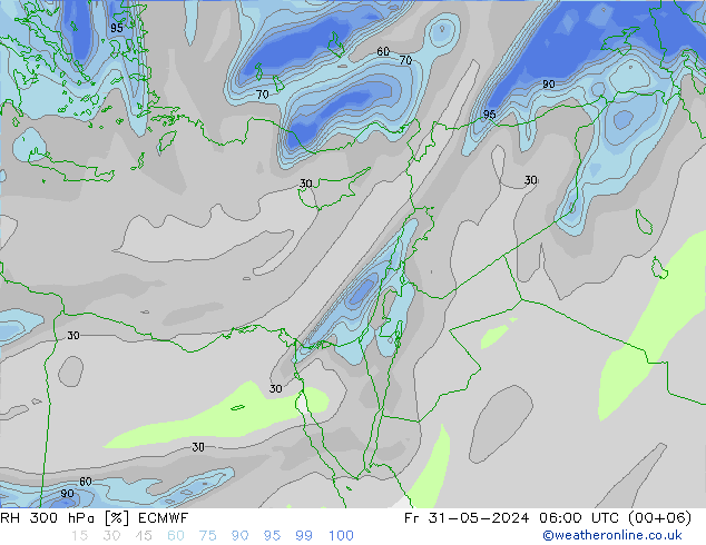 RH 300 hPa ECMWF Fr 31.05.2024 06 UTC