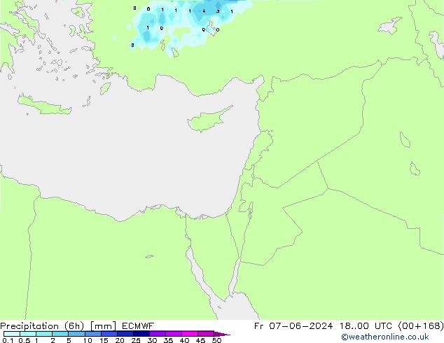 Precipitazione (6h) ECMWF ven 07.06.2024 00 UTC