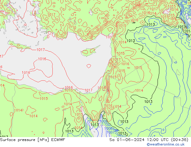 Presión superficial ECMWF sáb 01.06.2024 12 UTC