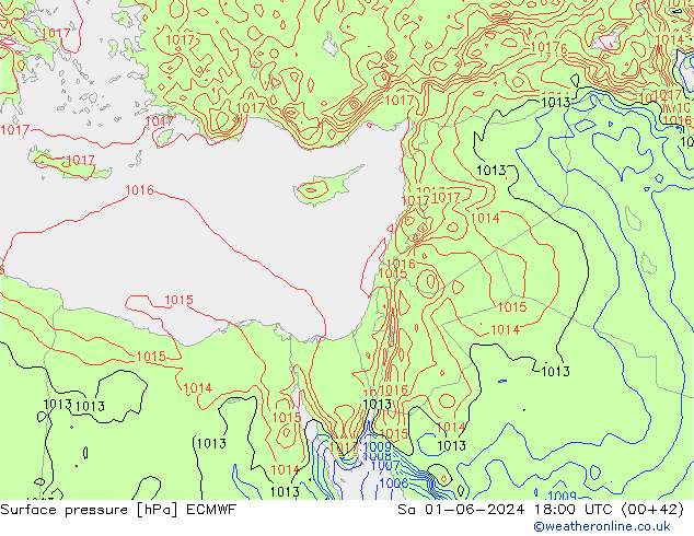 Surface pressure ECMWF Sa 01.06.2024 18 UTC