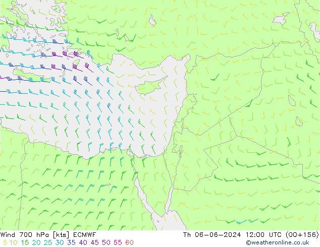 Wind 700 hPa ECMWF Th 06.06.2024 12 UTC