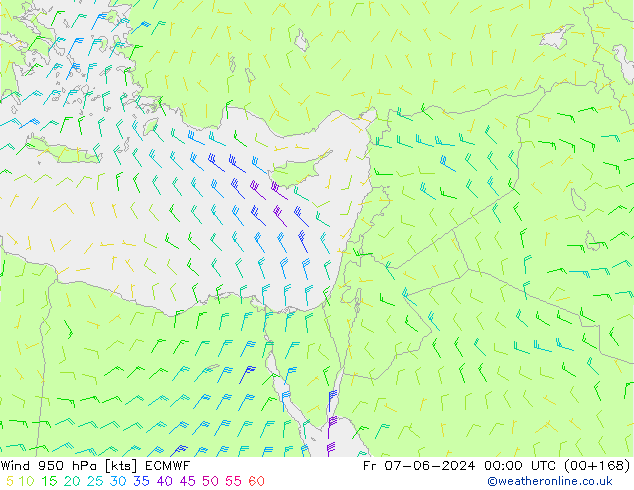 ветер 950 гПа ECMWF пт 07.06.2024 00 UTC