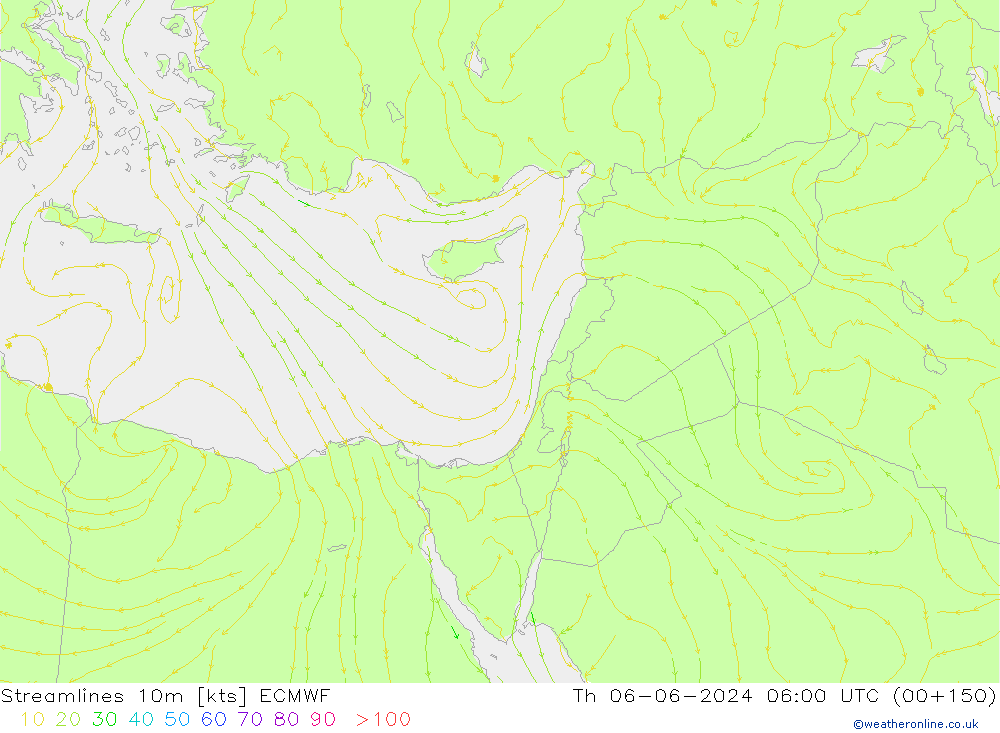 Linha de corrente 10m ECMWF Qui 06.06.2024 06 UTC