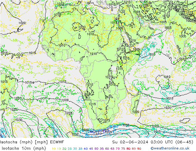 Izotacha (mph) ECMWF nie. 02.06.2024 03 UTC