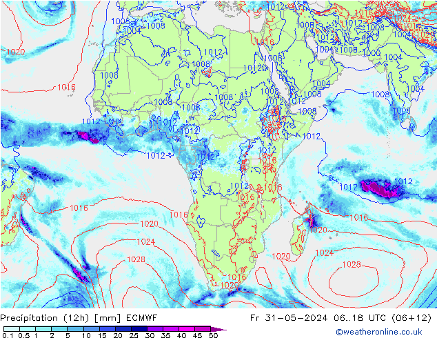 Precipitation (12h) ECMWF Fr 31.05.2024 18 UTC