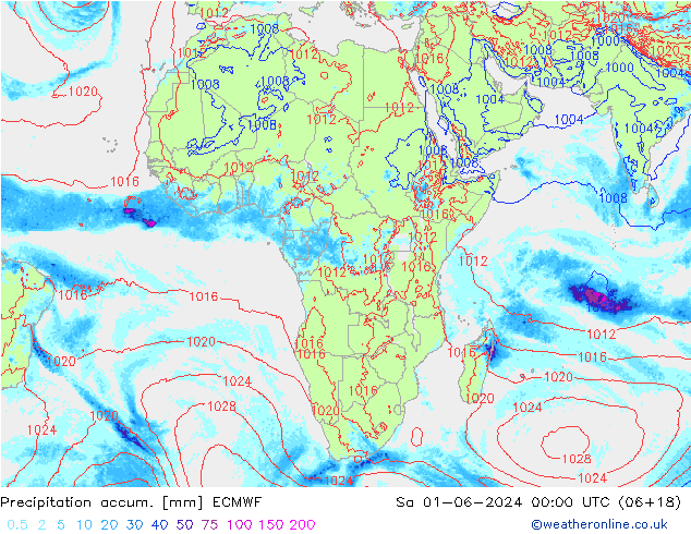 Precipitation accum. ECMWF Sa 01.06.2024 00 UTC