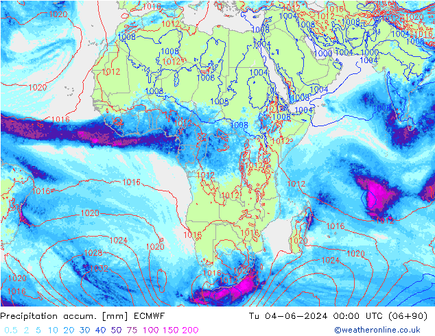 Toplam Yağış ECMWF Sa 04.06.2024 00 UTC