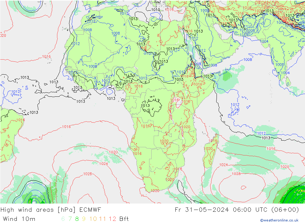 High wind areas ECMWF ven 31.05.2024 06 UTC