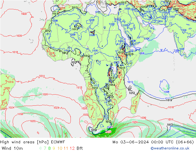 High wind areas ECMWF Mo 03.06.2024 00 UTC