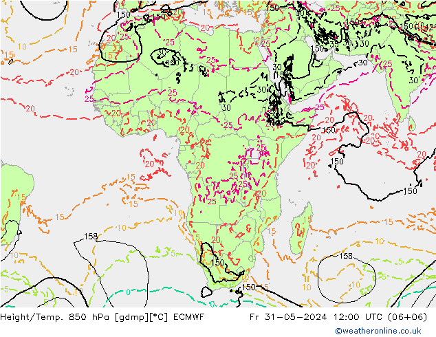 Z500/Rain (+SLP)/Z850 ECMWF Fr 31.05.2024 12 UTC