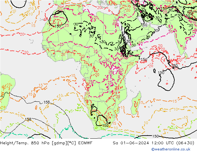 Z500/Rain (+SLP)/Z850 ECMWF So 01.06.2024 12 UTC