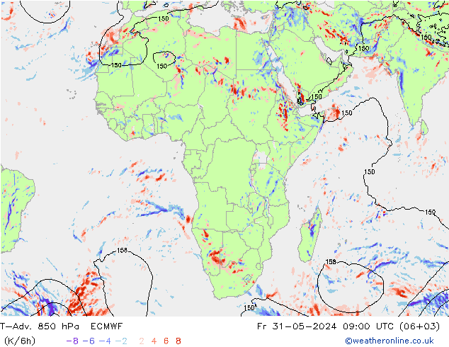 T-Adv. 850 hPa ECMWF  31.05.2024 09 UTC