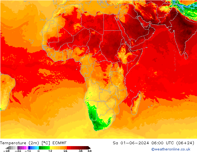 Temperatura (2m) ECMWF Sáb 01.06.2024 06 UTC