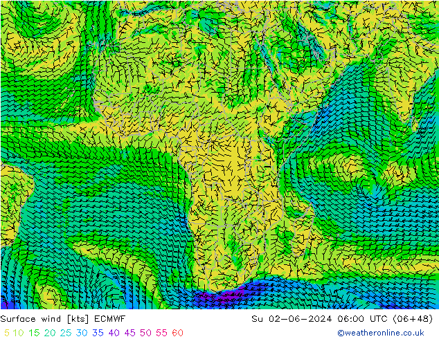 Rüzgar 10 m ECMWF Paz 02.06.2024 06 UTC