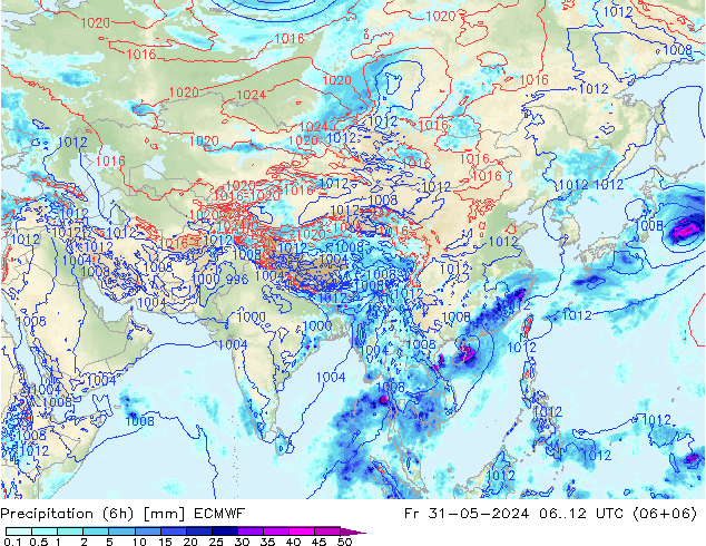 Z500/Rain (+SLP)/Z850 ECMWF Fr 31.05.2024 12 UTC