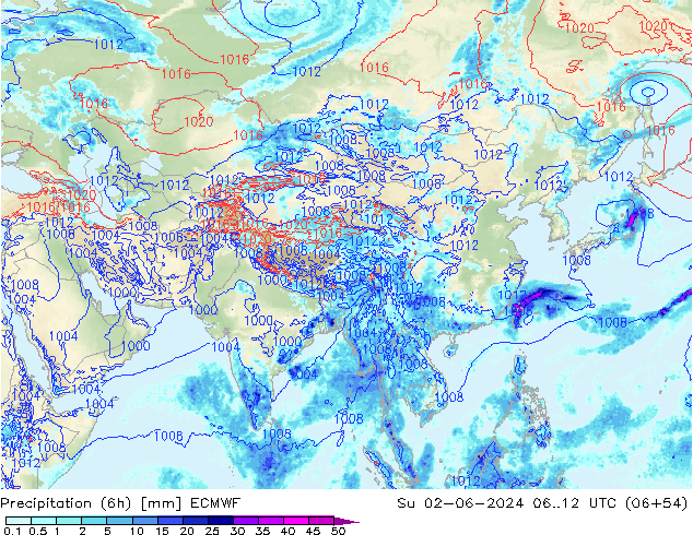 Z500/Regen(+SLP)/Z850 ECMWF zo 02.06.2024 12 UTC