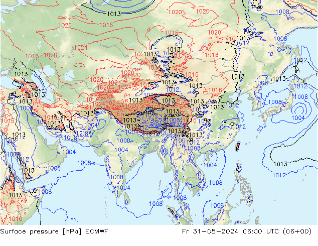 Luchtdruk (Grond) ECMWF vr 31.05.2024 06 UTC