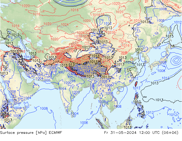 Surface pressure ECMWF Fr 31.05.2024 12 UTC