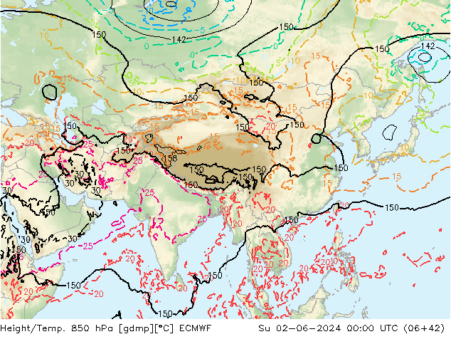 Z500/Rain (+SLP)/Z850 ECMWF nie. 02.06.2024 00 UTC