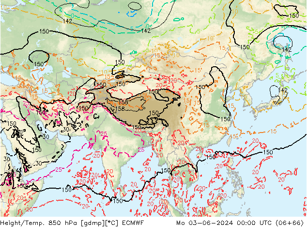 Z500/Rain (+SLP)/Z850 ECMWF Mo 03.06.2024 00 UTC