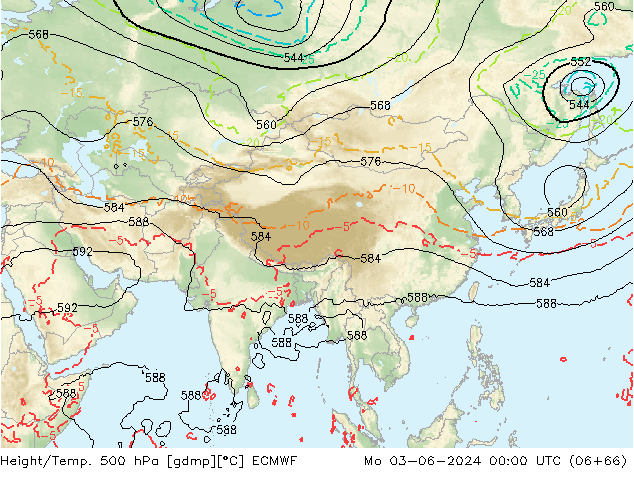 Z500/Rain (+SLP)/Z850 ECMWF Mo 03.06.2024 00 UTC