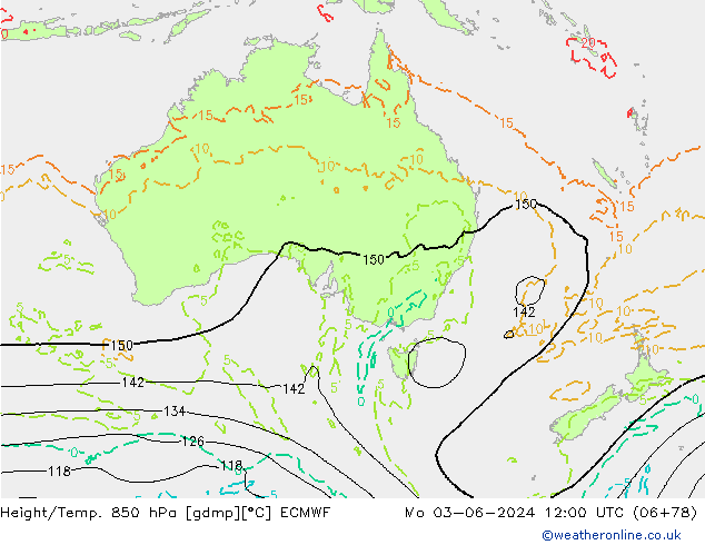 Hoogte/Temp. 850 hPa ECMWF ma 03.06.2024 12 UTC