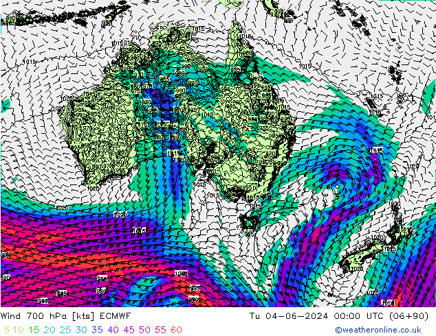 Viento 700 hPa ECMWF mar 04.06.2024 00 UTC