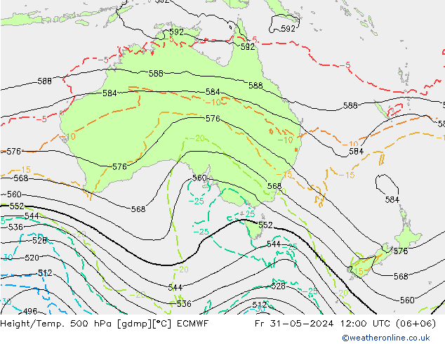 Z500/Regen(+SLP)/Z850 ECMWF vr 31.05.2024 12 UTC