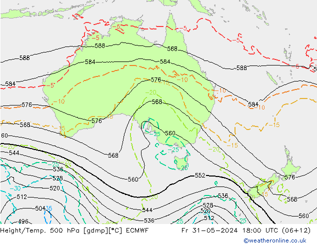 Z500/Rain (+SLP)/Z850 ECMWF vie 31.05.2024 18 UTC