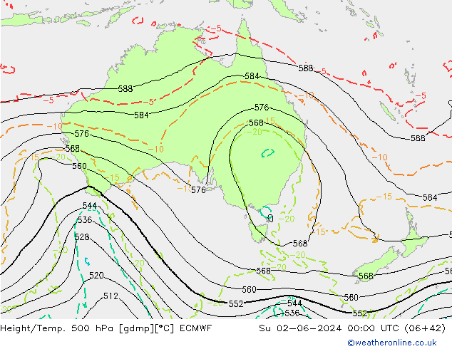 Height/Temp. 500 hPa ECMWF Su 02.06.2024 00 UTC