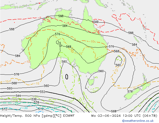 Z500/Rain (+SLP)/Z850 ECMWF lun 03.06.2024 12 UTC