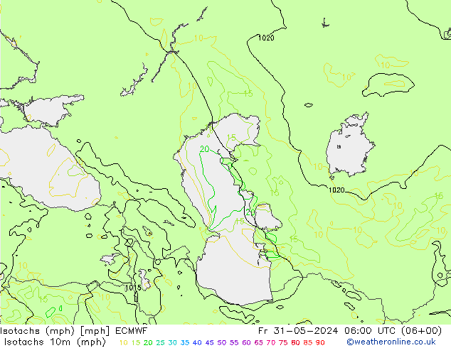 Izotacha (mph) ECMWF pt. 31.05.2024 06 UTC