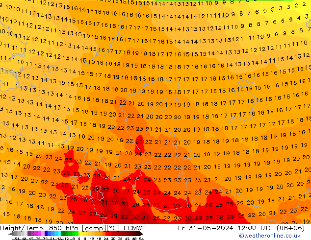 Z500/Yağmur (+YB)/Z850 ECMWF Cu 31.05.2024 12 UTC