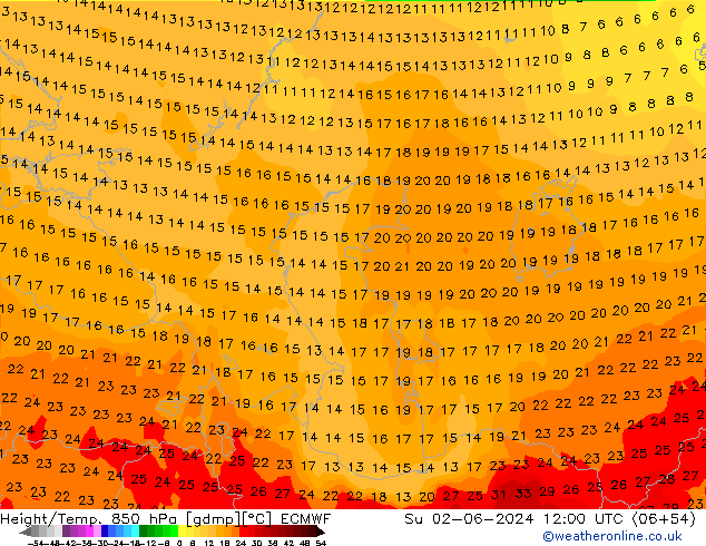 Z500/Regen(+SLP)/Z850 ECMWF zo 02.06.2024 12 UTC