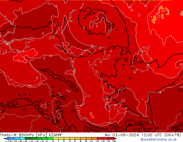 Theta-W 850hPa ECMWF Pzt 03.06.2024 12 UTC