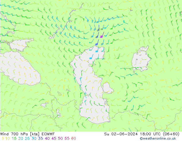 Wind 700 hPa ECMWF Ne 02.06.2024 18 UTC