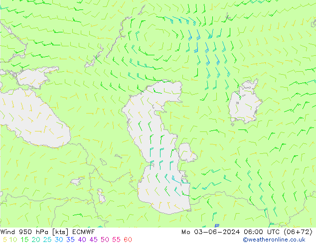 Wind 950 hPa ECMWF Mo 03.06.2024 06 UTC