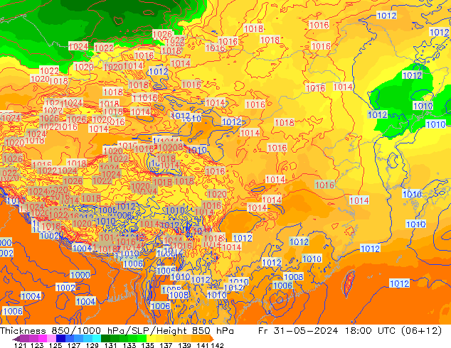 850-1000 hPa Kalınlığı ECMWF Cu 31.05.2024 18 UTC