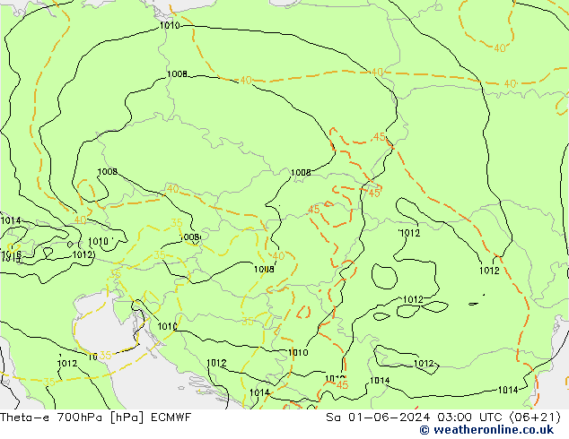 Theta-e 700hPa ECMWF Sa 01.06.2024 03 UTC