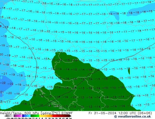 Z500/Yağmur (+YB)/Z850 ECMWF Cu 31.05.2024 12 UTC