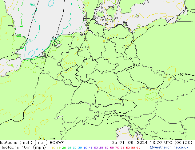 Isotaca (mph) ECMWF sáb 01.06.2024 18 UTC