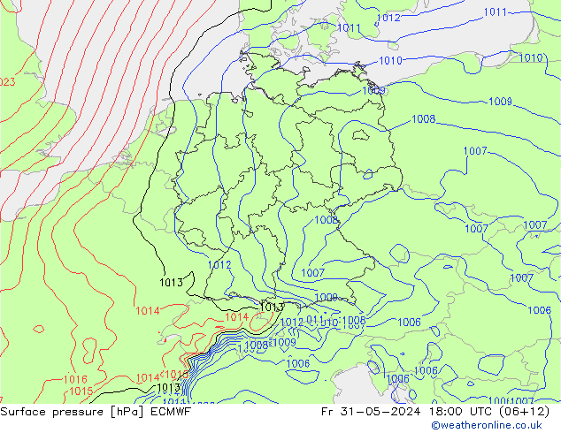 Atmosférický tlak ECMWF Pá 31.05.2024 18 UTC